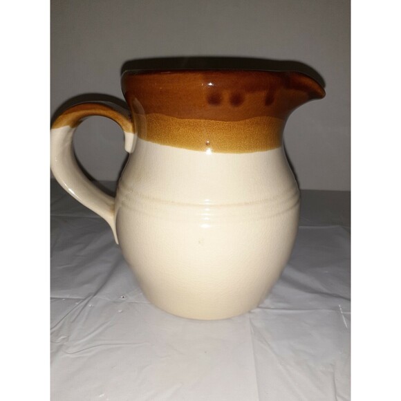 Vintage Earth Tone Stoneware Pitcher/ Kitchen Utensil Holder 6 Inch Bohemian - Picture 1 of 5
